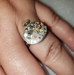 Steampunk Clock watch movement with gears adjustable ring